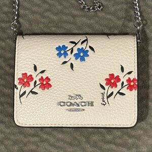 Coach Cream Crossbody (Optional) Wallet with Floral Design